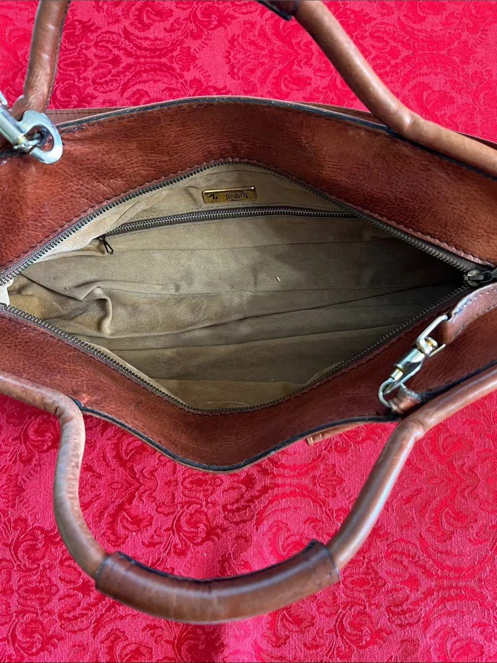 Tenderly Firenze Brown Leather Shoulder Bag Handbag Satchel Vintage Style